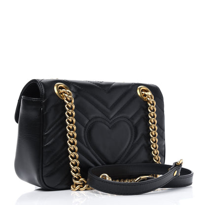 Gucci Calfskin Matelasse Mini GG Marmont Shoulder Bag Black 3 of 21
