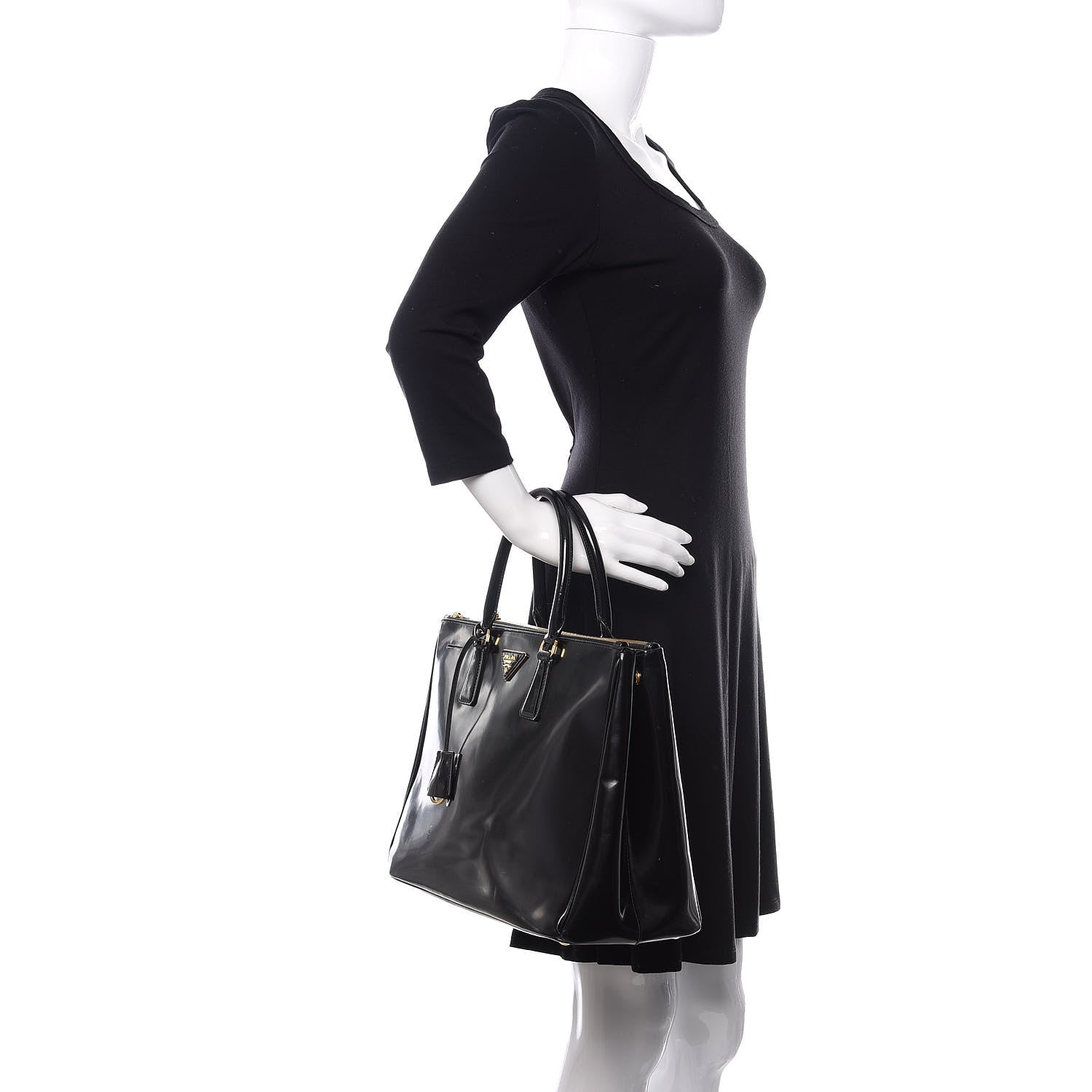 Prada Spazzolato Large Galleria Double Zip Tote Black 2 of 10