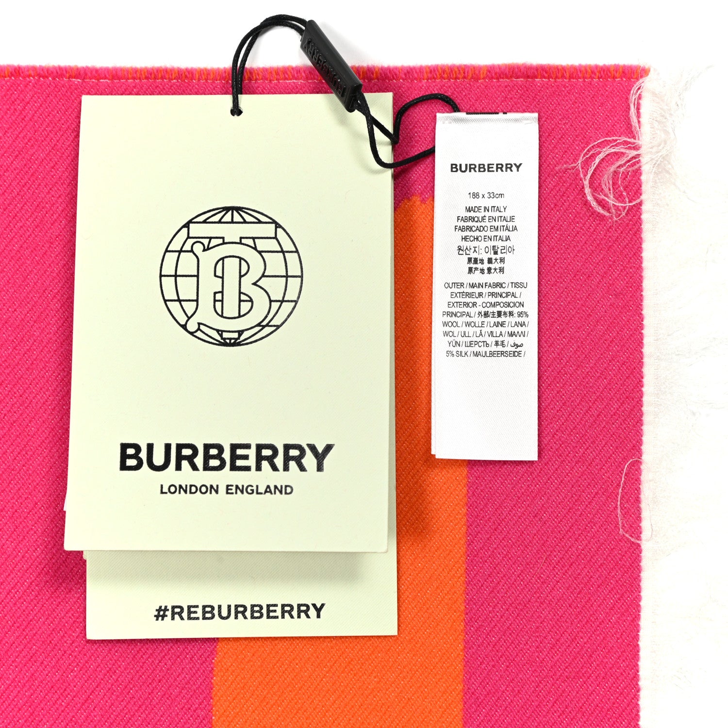 Burberry Wool Silk Love Logo Football Scarf Orange 4 of 4