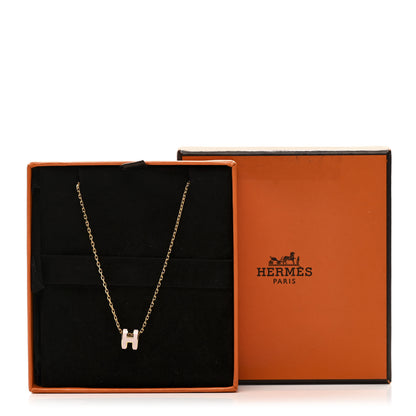 Hermes Lacquered Rose Gold Mini Pop H Pendant Necklace Rose Dragee 7 of 7
