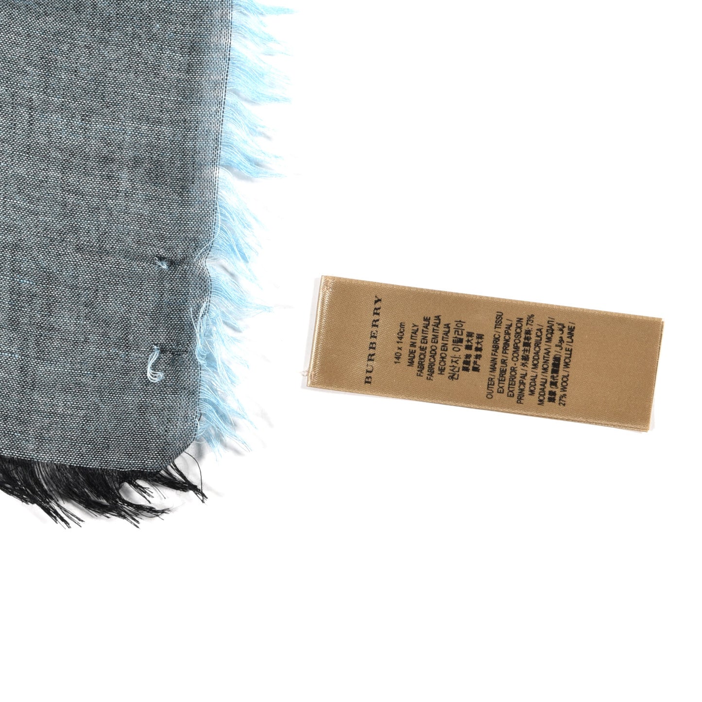 Linen Giant Exploded Check Lightweight Scarf Pale Blue