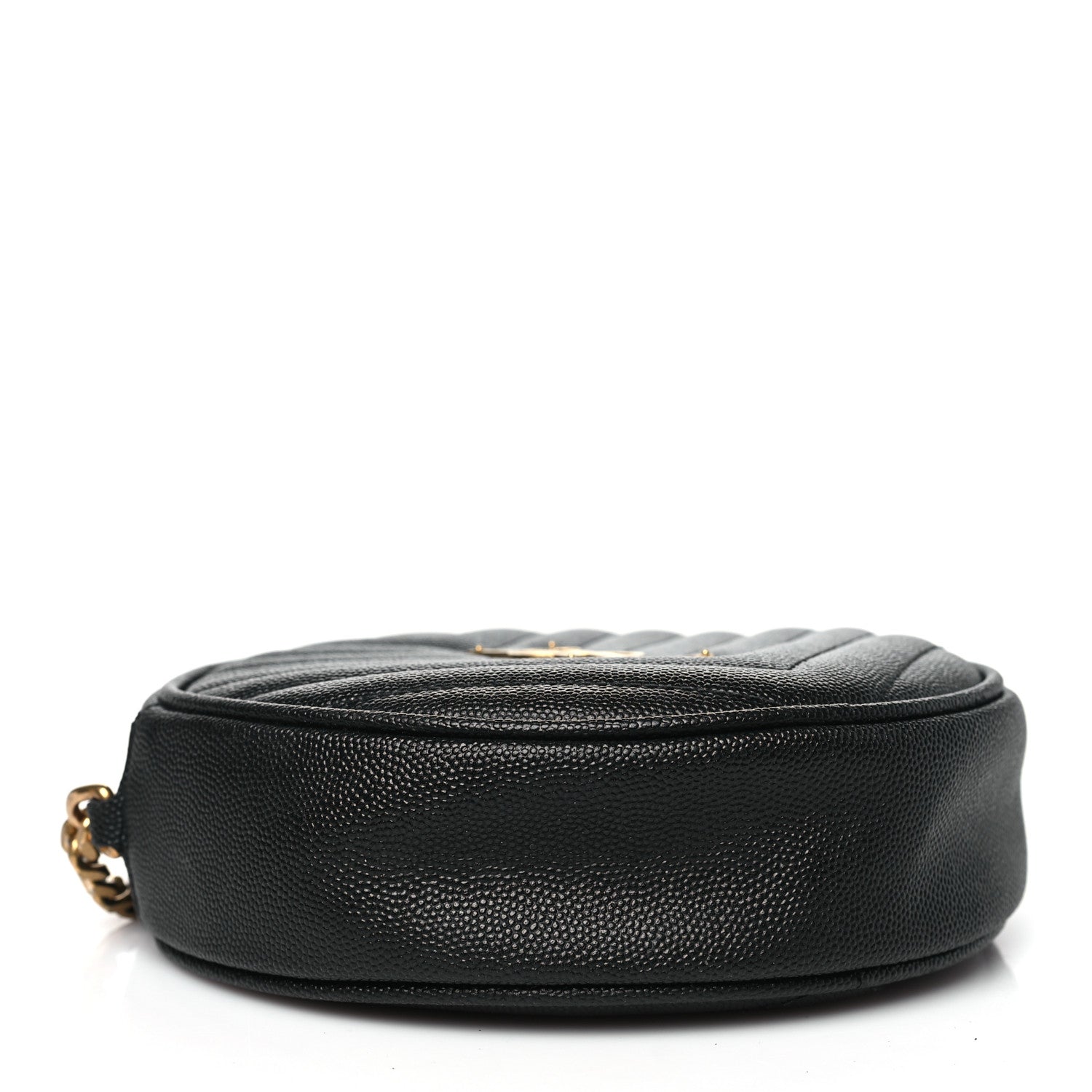 Saint Laurent Grain De Poudre Matelasse Chevron Quilted Round Vinyle Camera Bag Black 4 of 10