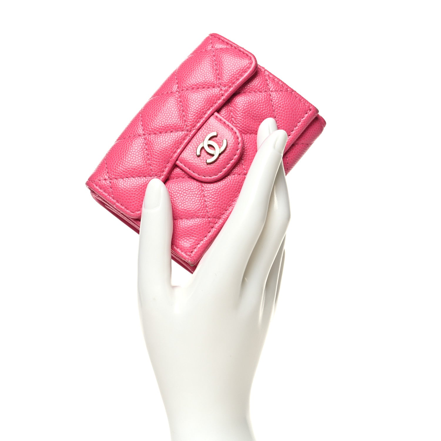 Chanel Caviar Quilted Double Flap Wallet Pink 2 of 13