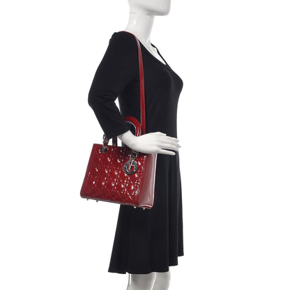 Christian Dior Patent Cannage Medium Lady Dior Red 2 of 13