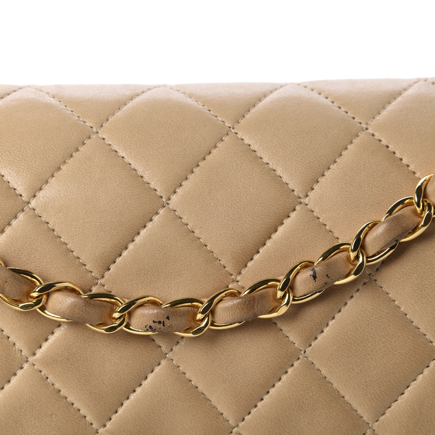 Chanel Lambskin Quilted Medium Double Flap Beige 11 of 13