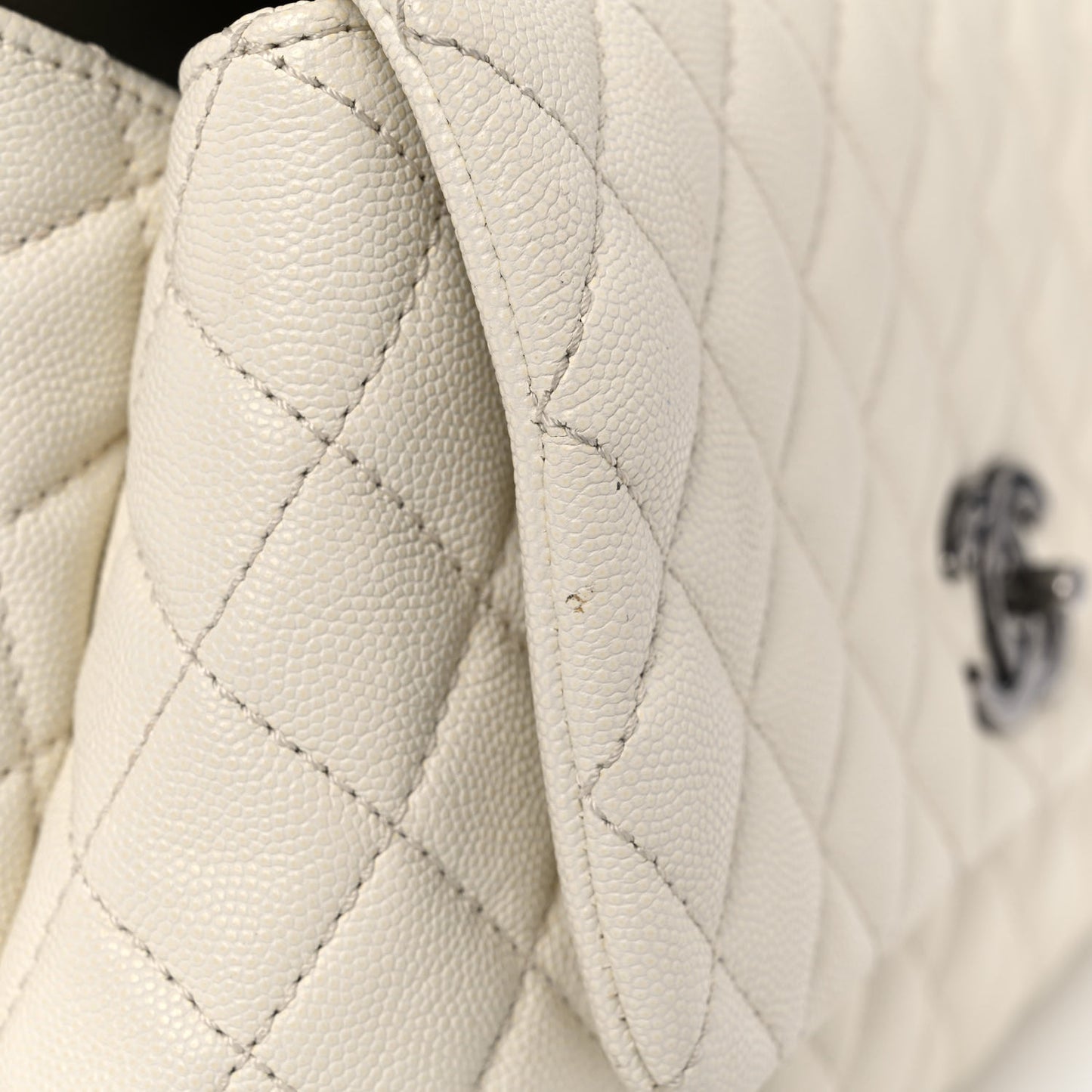 Caviar Lizard Quilted Small Coco Handle Flap Ivory