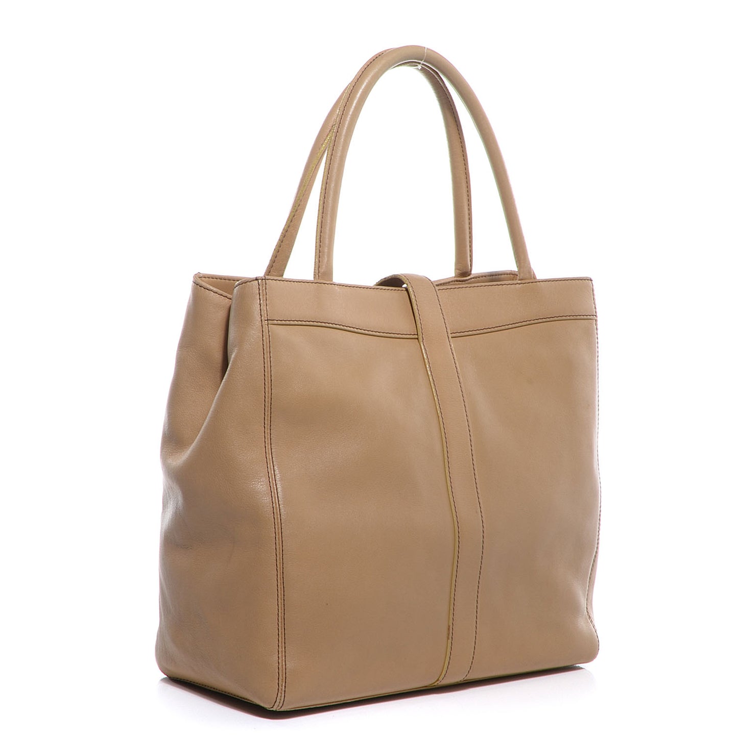 Leather Shopper Tote Beige