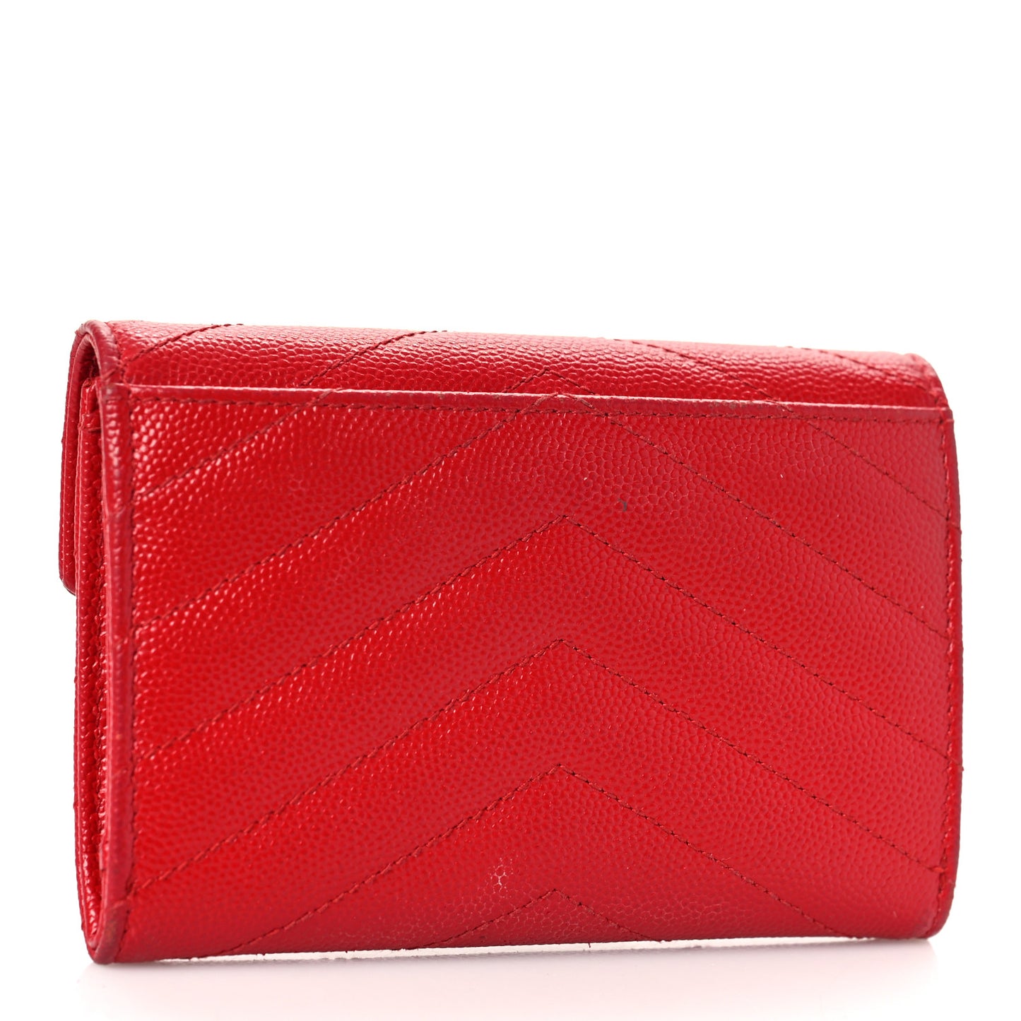 Grain De Poudre Matelasse Chevron Small Monogram Envelope Wallet New Red