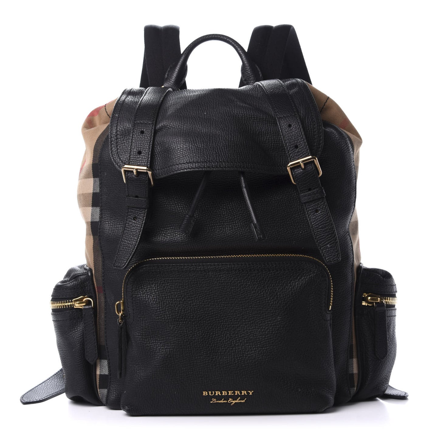 Derby Calfskin Canvas Mega Check Medium Rucksack Backpack Black