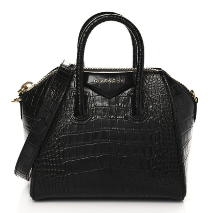 Givenchy Calfskin Crocodile Embossed Mini Antigona Black 1 of 7