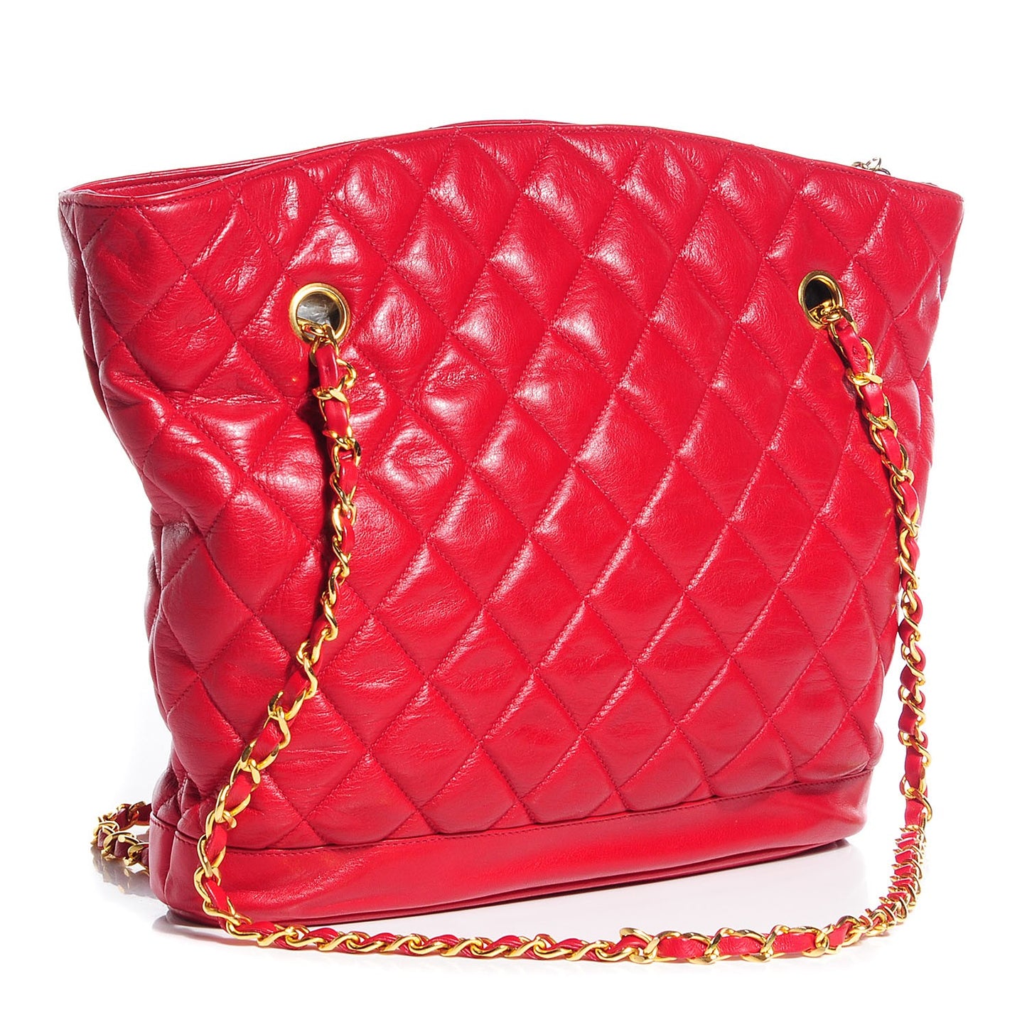 Lambskin Quilted Shoulder Bag Red
