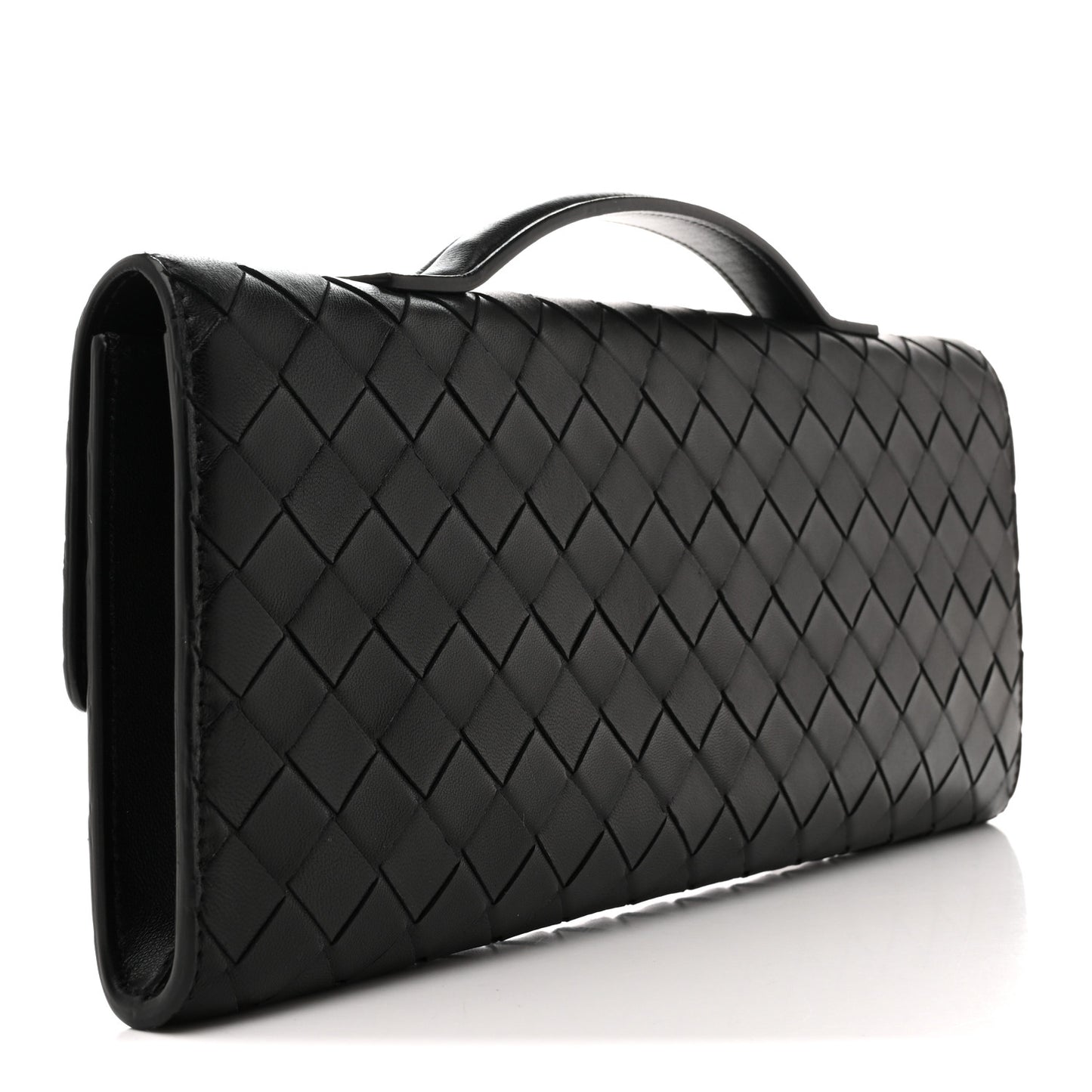 Nappa Intrecciato Long Andiamo Top Handle Clutch Black