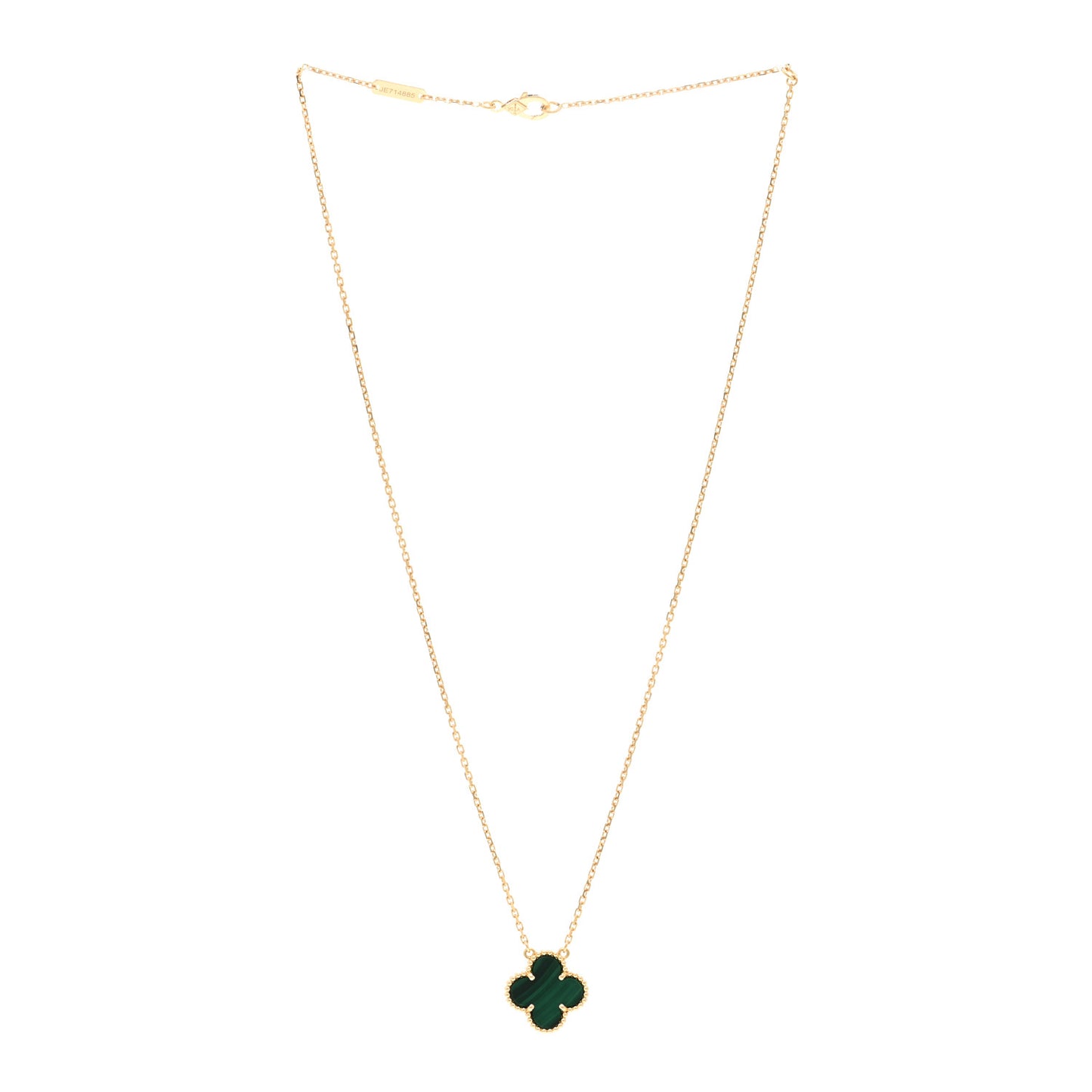 18K Yellow Gold Malachite Vintage Alhambra Pendant Necklace