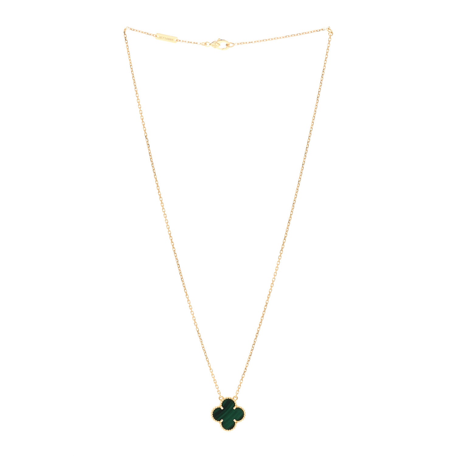 Van Cleef & Arpels 18K Yellow Gold Malachite Vintage Alhambra Pendant Necklace 3 of 5