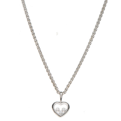 Chopard 18K White Gold 3 Happy Diamonds Icons Heart Pendant Necklace 1 of 8