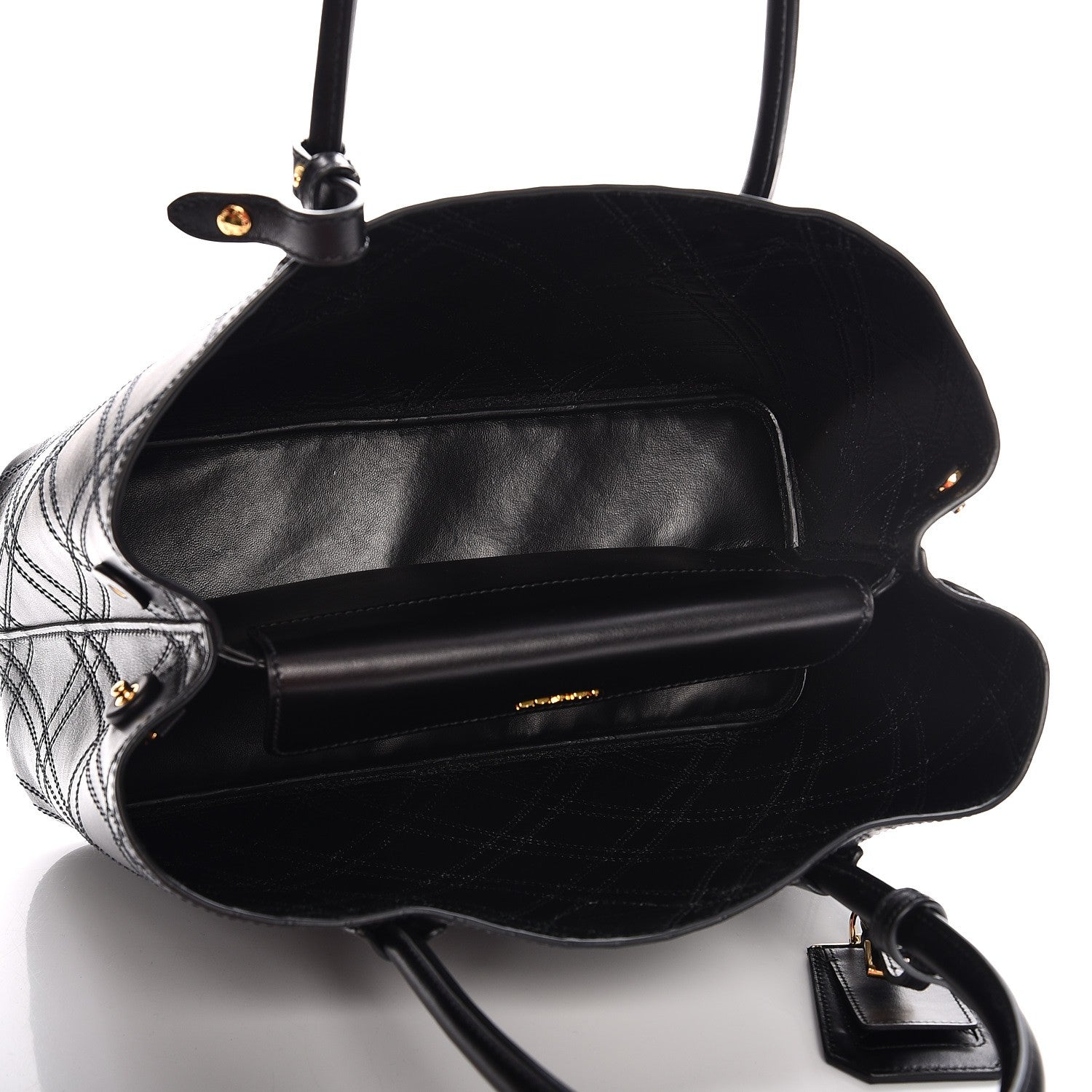 Prada City Calf Quilted Large Double Bag Black 5 of 7