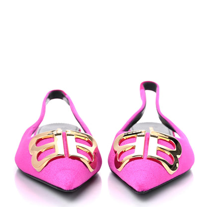 Balenciaga Velvet BB Knife Pointy Toe Slingback Flats 36 Pink 2 of 9
