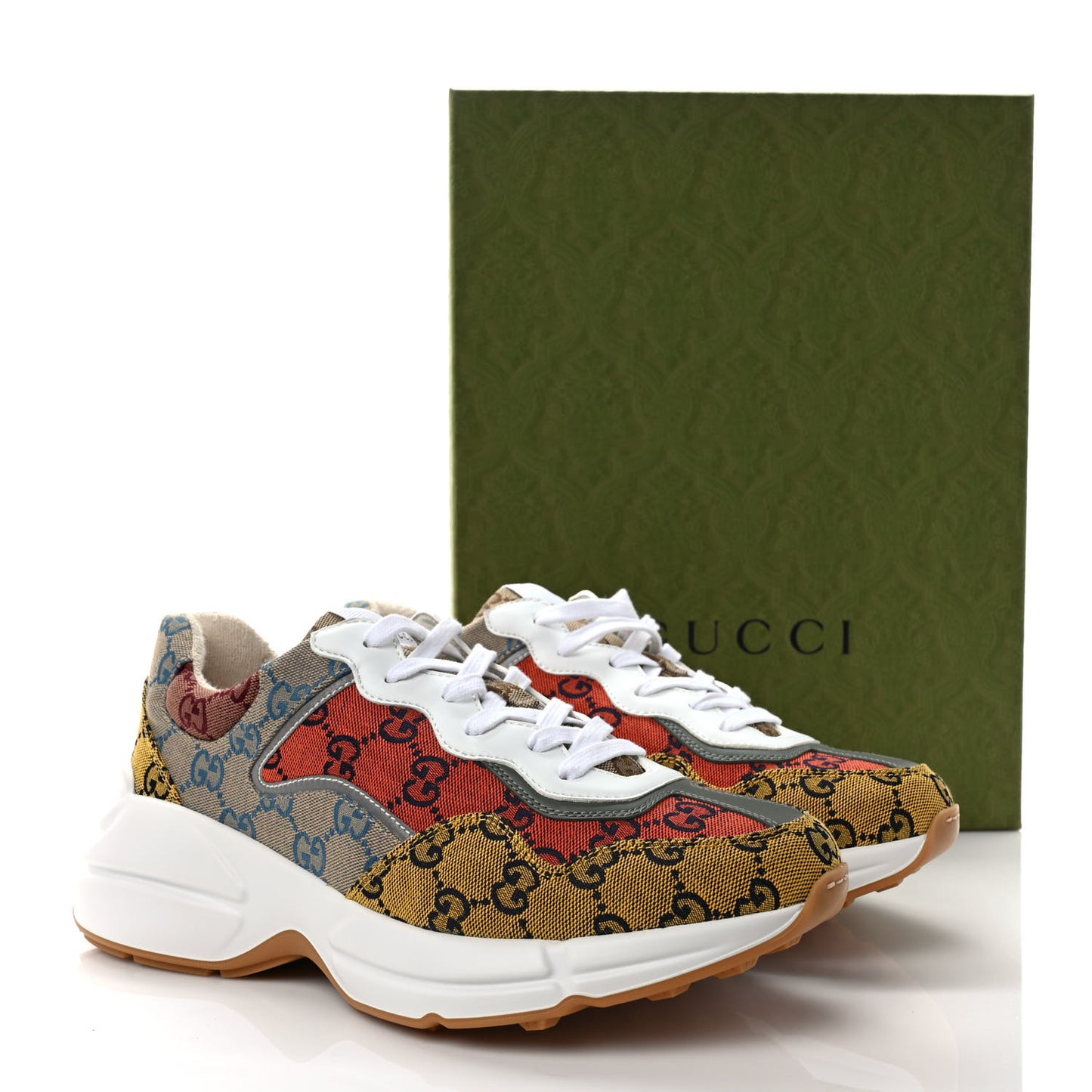 Monogram Multicolor Demetra Mens Rhyton Sneakers 8.5 Yellow Blue Great White Tabasco