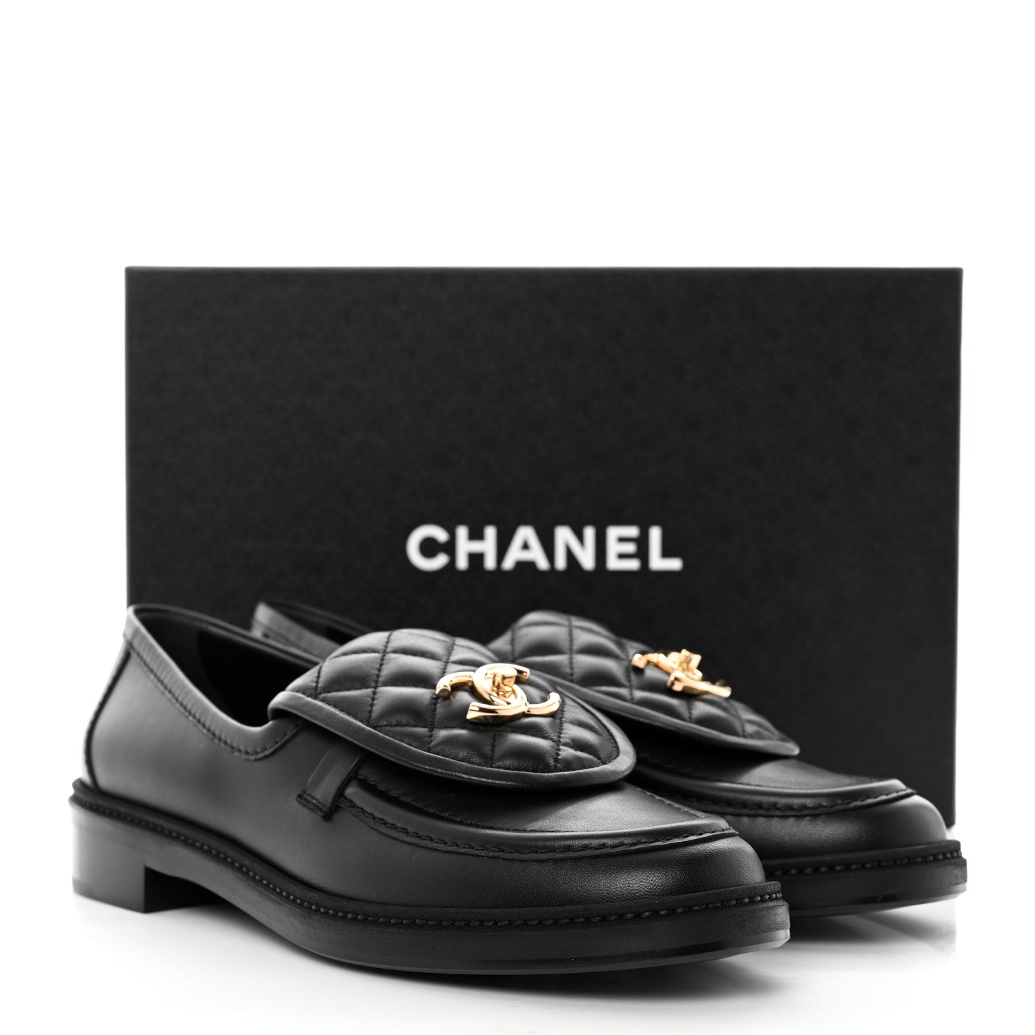 Chanel Lambskin Quilted CC Turnlock Loafers 40 Black 9 of 9