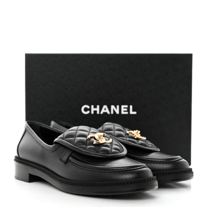 Chanel Lambskin Quilted CC Turnlock Loafers 40 Black 9 of 9