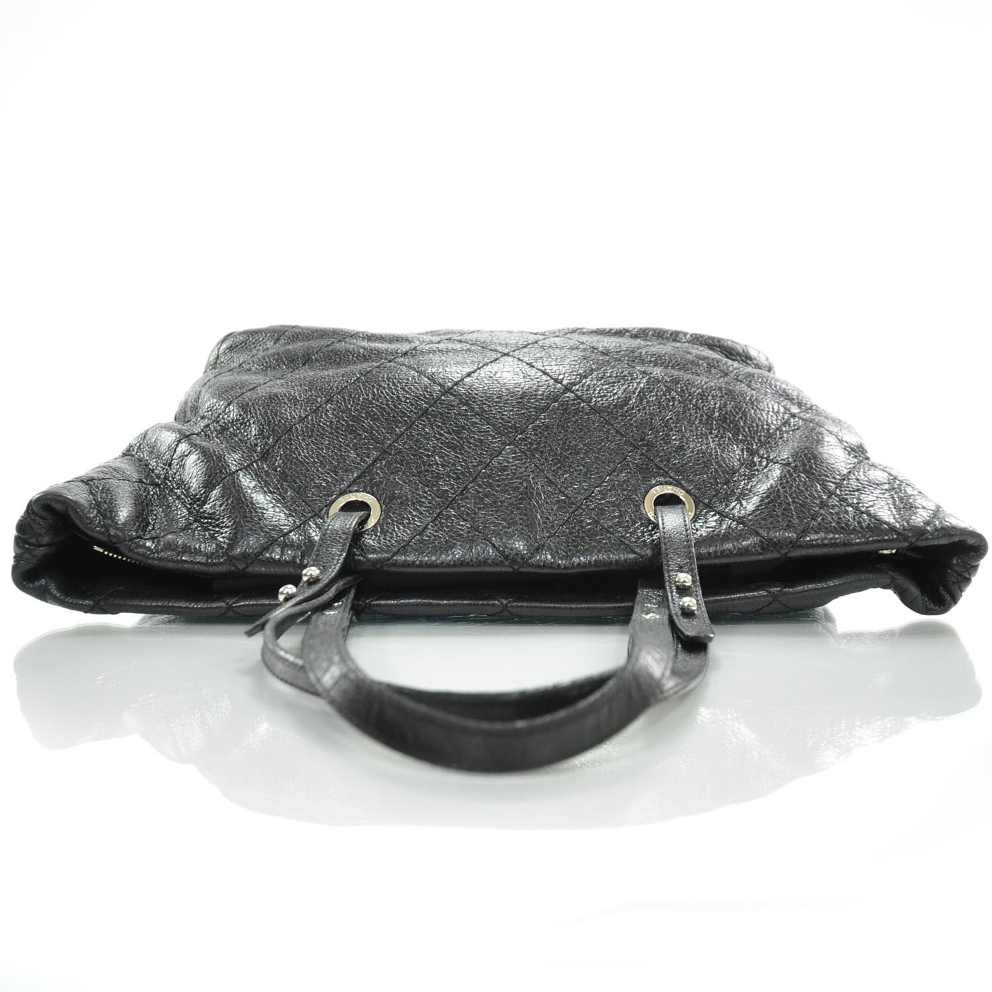Glazed Calfskin On The Road Tote Black