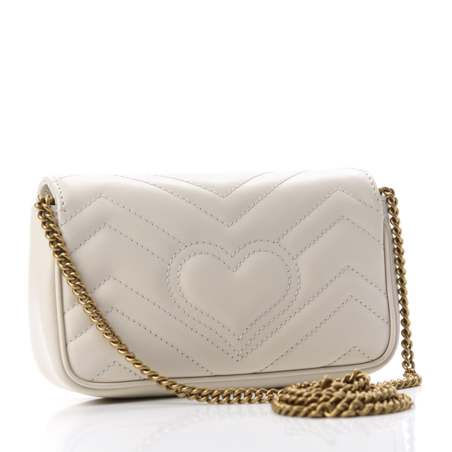 Calfskin Matelasse Super Mini GG Marmont Shoulder Bag White