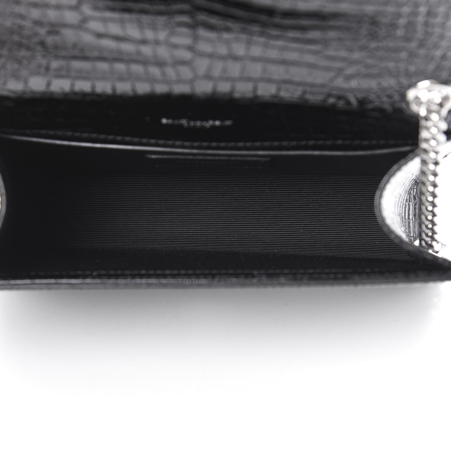 Saint Laurent Calfskin Crocodile Embossed Small Classic Monogram Kate Tassel Satchel Black 5 of 10