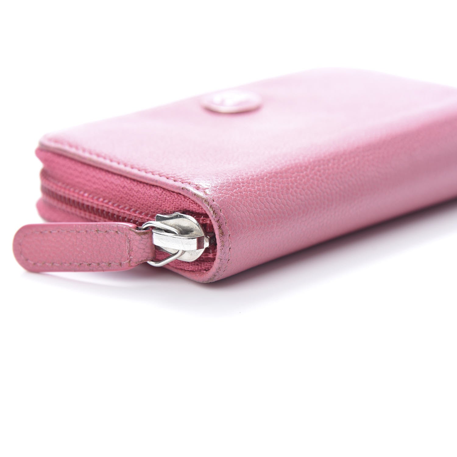 Chanel Caviar Button Zip Coin Purse Pink 10 of 16