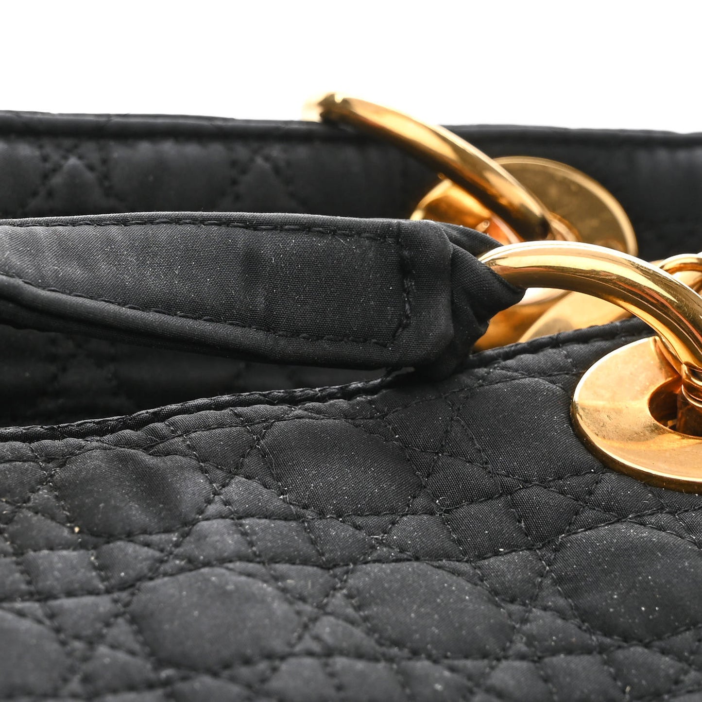 Nylon Cannage Large Lady Dior Tote Black