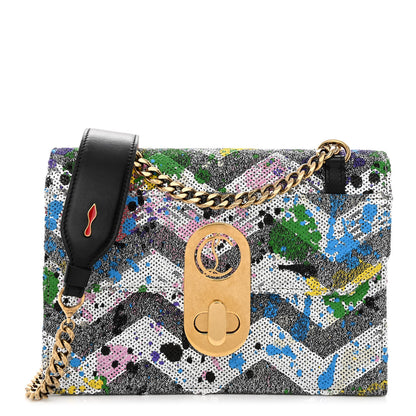 Christian Louboutin Calfskin Paillette Splash Small Elisa Black Multicolor 1 of 11