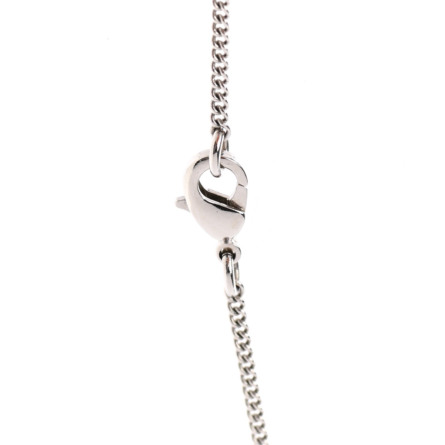 Lambskin Baguette Crystal CC Necklace Black Silver
