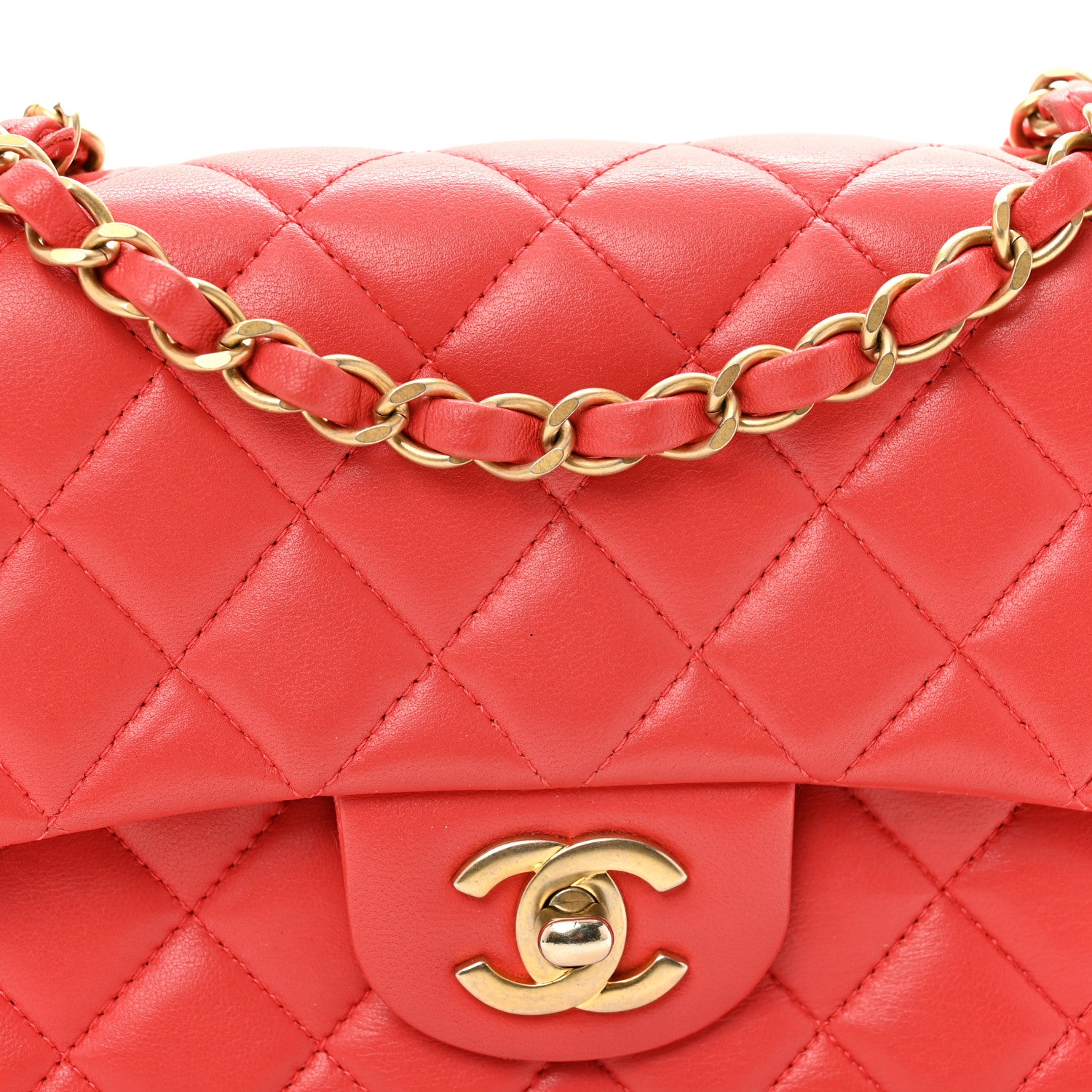 Chanel Lambskin Quilted Mini Rectangular Flap Red 8 of 12