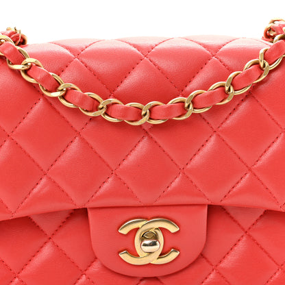 Chanel Lambskin Quilted Mini Rectangular Flap Red 8 of 12