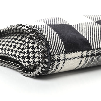 Stella McCartney Wool Plaid Mini Falabella Fold Over Tote Black White 9 of 10