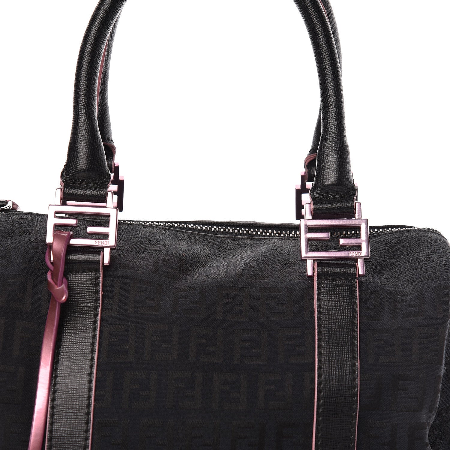 Fendi Zucchino Vitello Elite Enamel Small Forever Boston Black Rosa 12 of 12