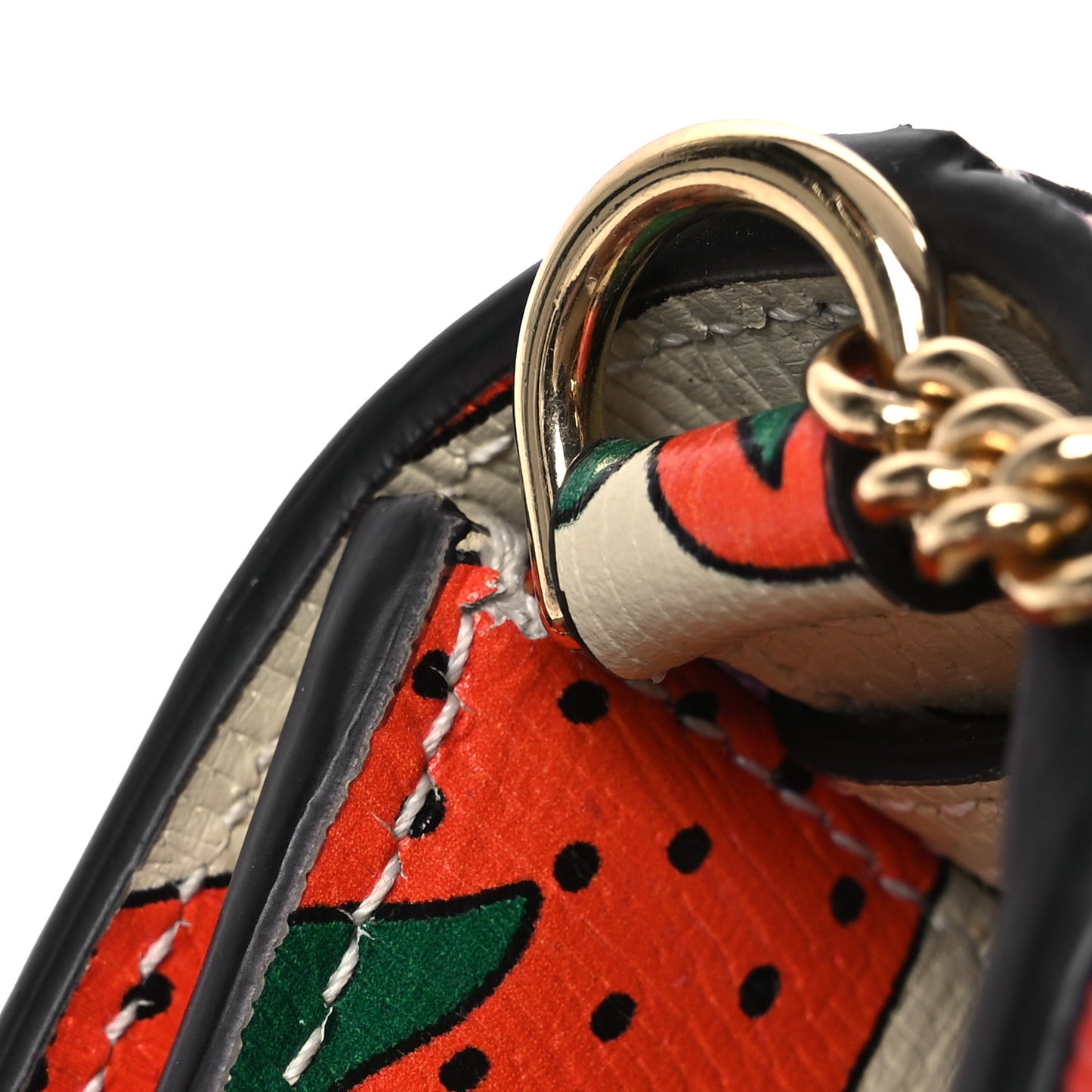 Calfskin Strawberry Print Mini Zumi Shoulder Bag Ivory Red
