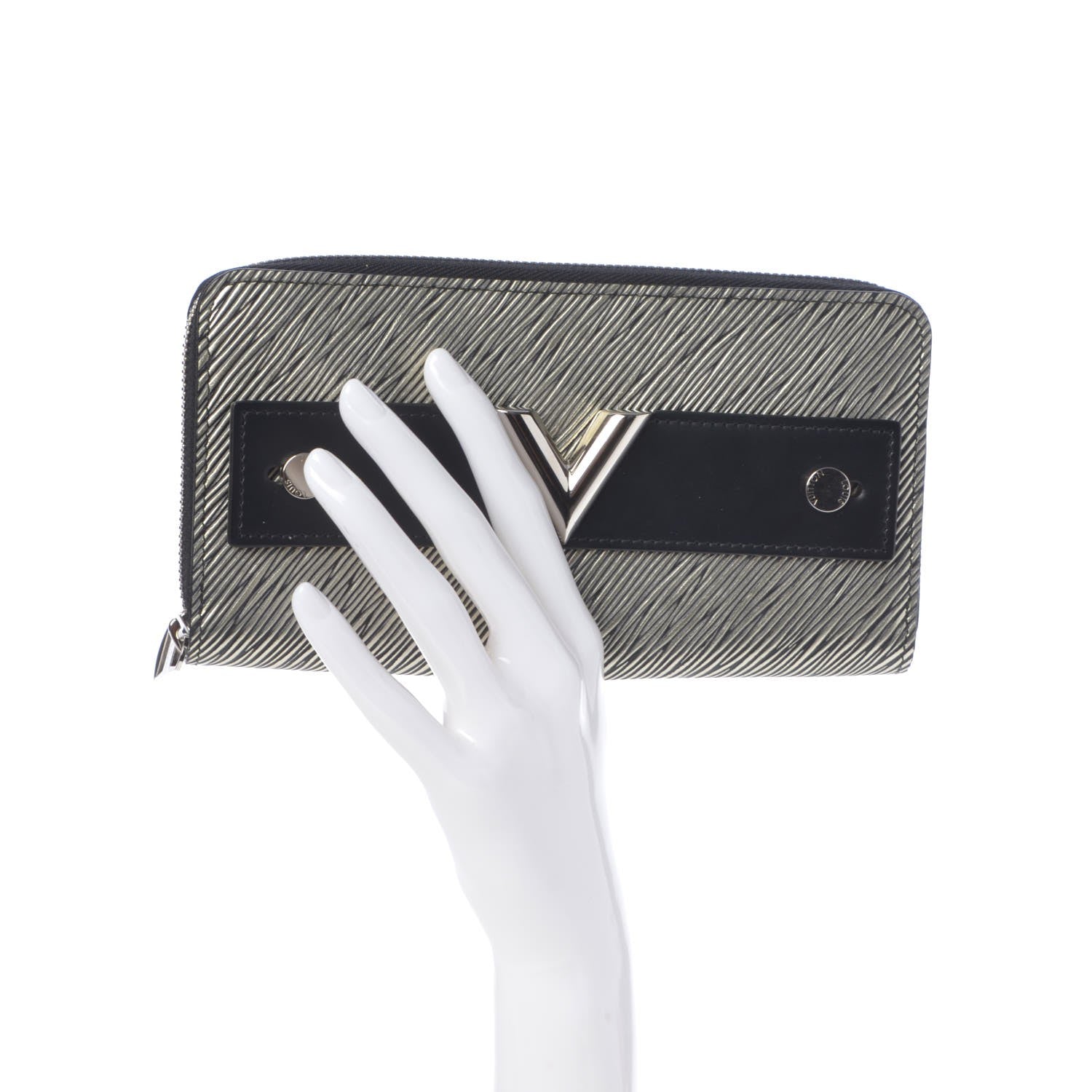 Louis Vuitton Metallic Epi V Zippy Wallet Platine 2 of 8