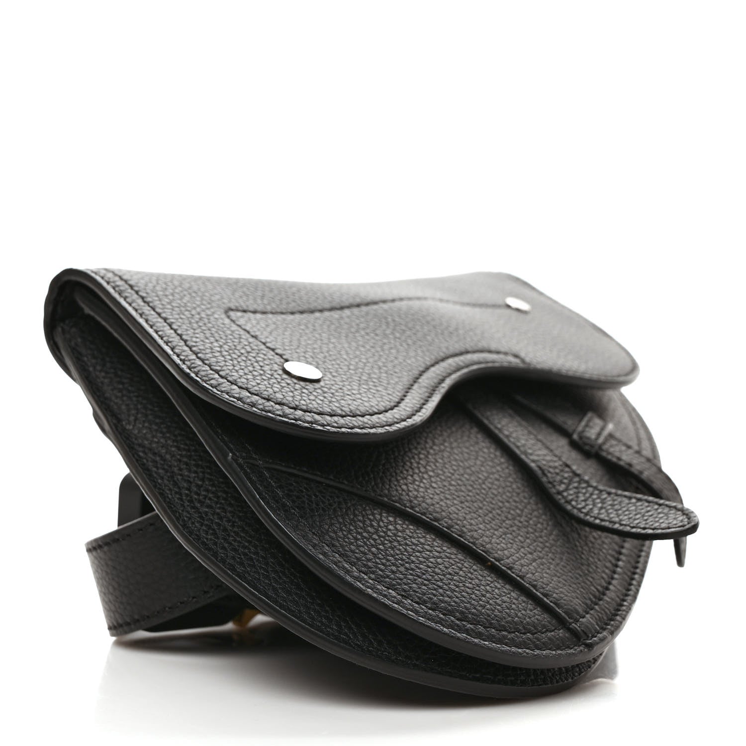 Christian Dior Grained Calfskin Saddle Pouch Belt Bag Black 4 of 9