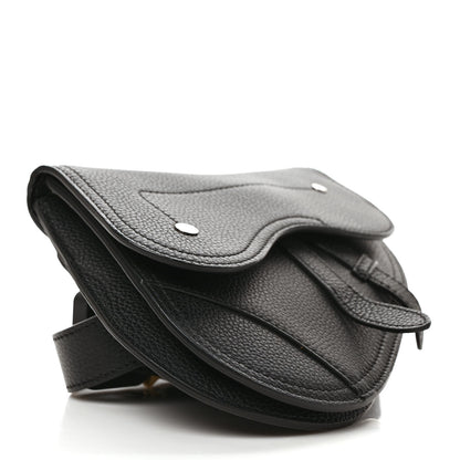 Christian Dior Grained Calfskin Saddle Pouch Belt Bag Black 4 of 9