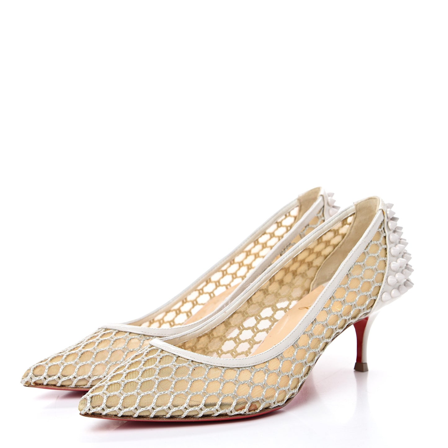 Fishnet Patent Guni 55 Spiked Pumps 36.5 White