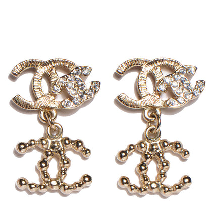 Chanel Crystal CC Drop Earrings Gold 1 of 5