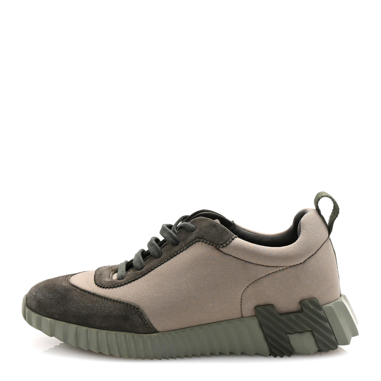 Hermes Technical Jersey Goatskin Suede Goatskin Bouncing Sneakers 39 Vert Toundra Vert Foret 1 of 9