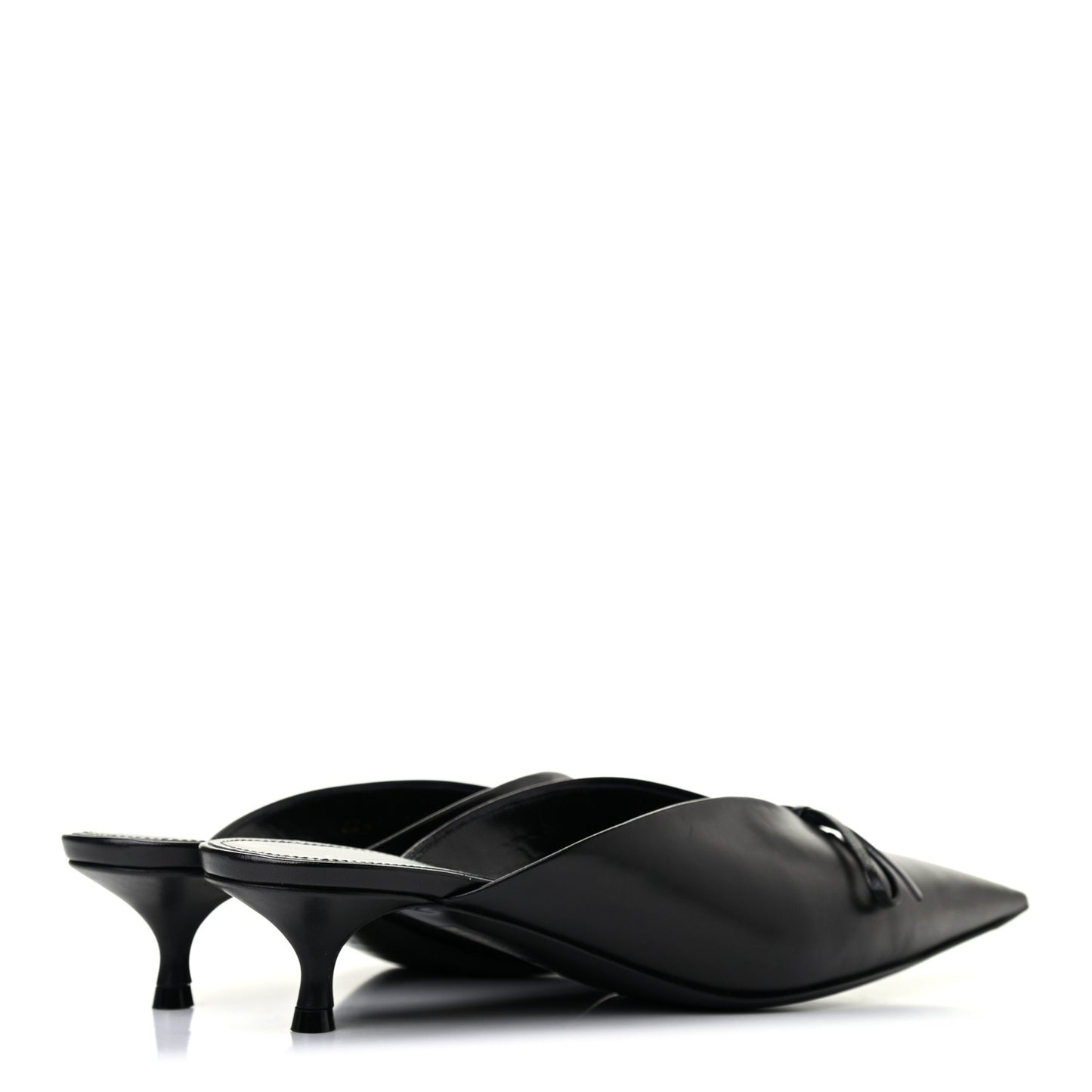 Goatskin Pointed Toe Knife Mules 38 Black