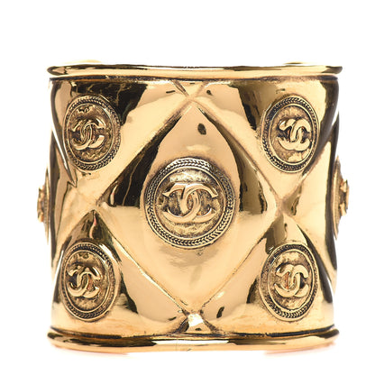 Chanel Metal Quilted Wide CC Cuff Gold 1 of 4