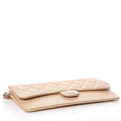 Chanel Iridescent Caviar Quilted Classic Pouch With Handle Beige 4 of 9