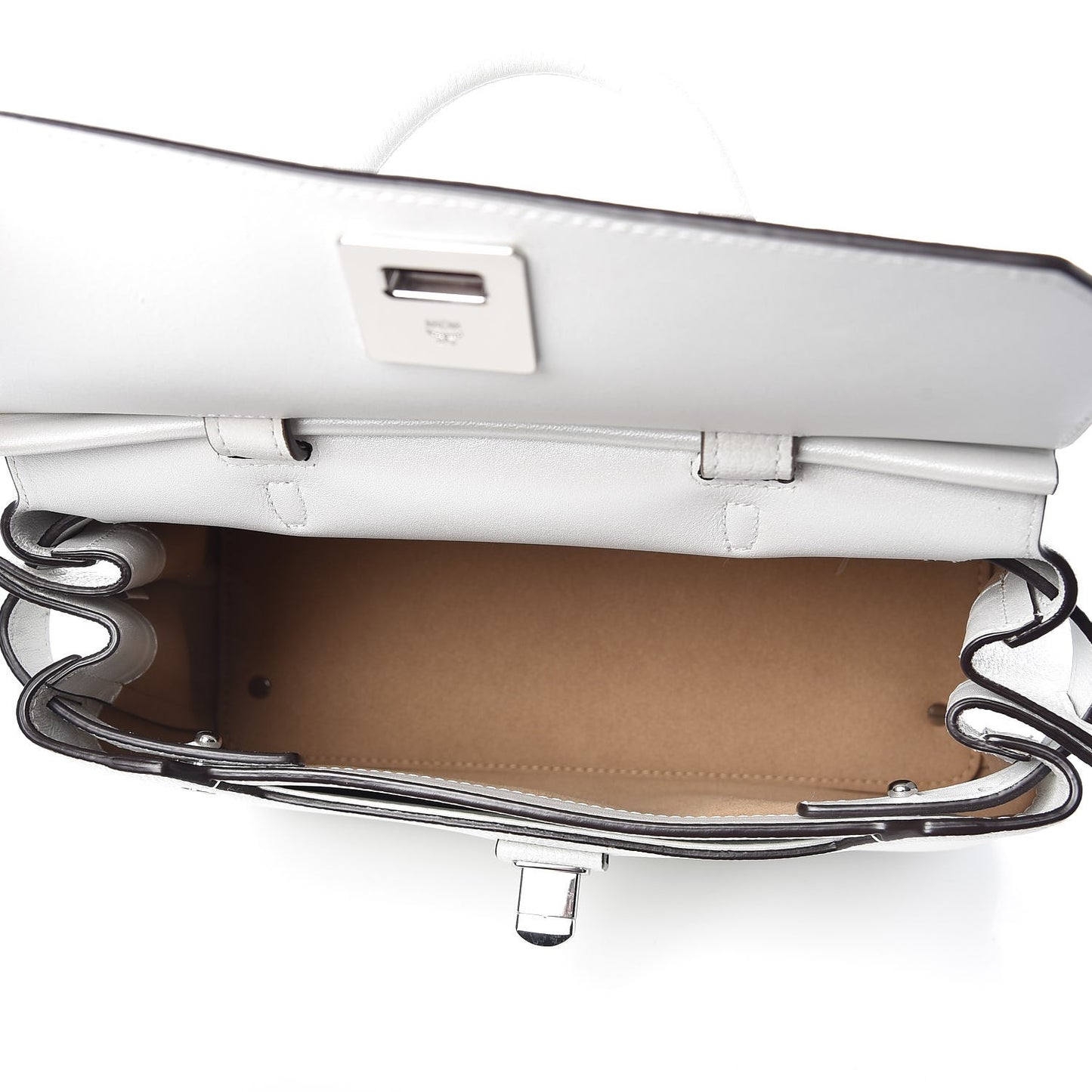 Grained Calfskin Medium Milla Convertible Backpack White Flake