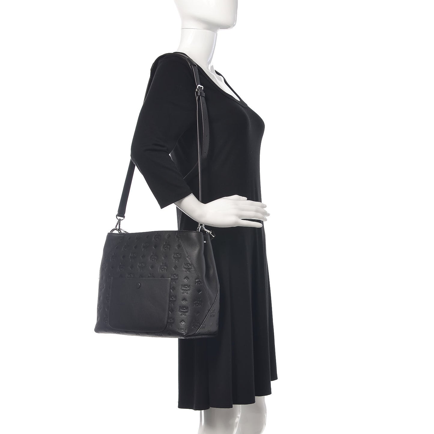 Calfskin Ottomar Monogram Medium Klara Hobo Black