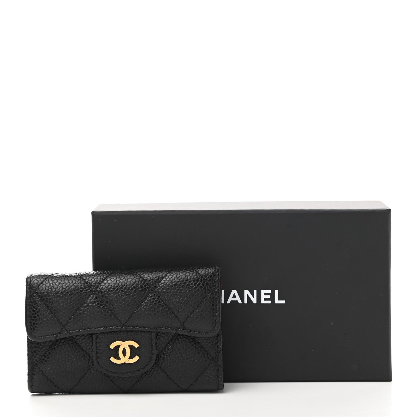 Caviar Quilted 6 Key Holder Black