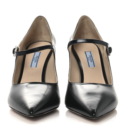 Prada Spazzolato Mary Jane Pumps 39.5 Black 3 of 9