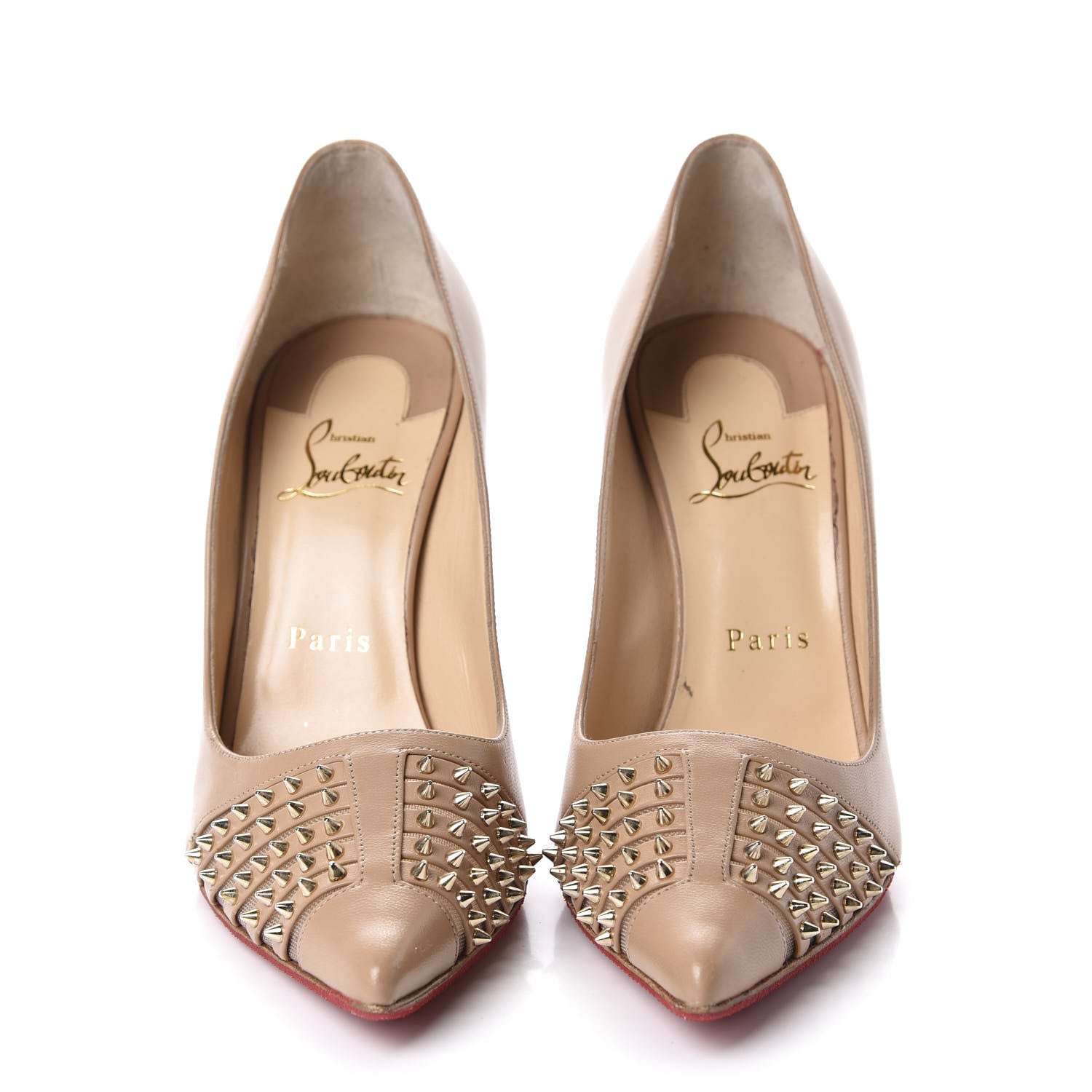 Christian Louboutin Kid Bareta 100 Pumps 38 Nude Light Gold 2 of 9